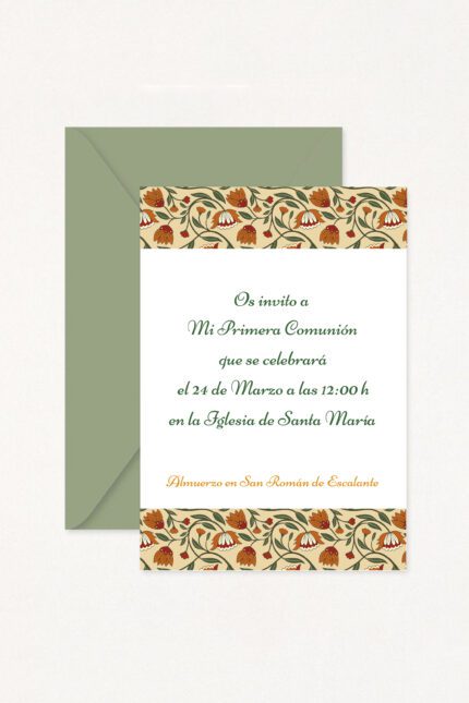 Invitaciones de Comunión con sobre FIRENZE